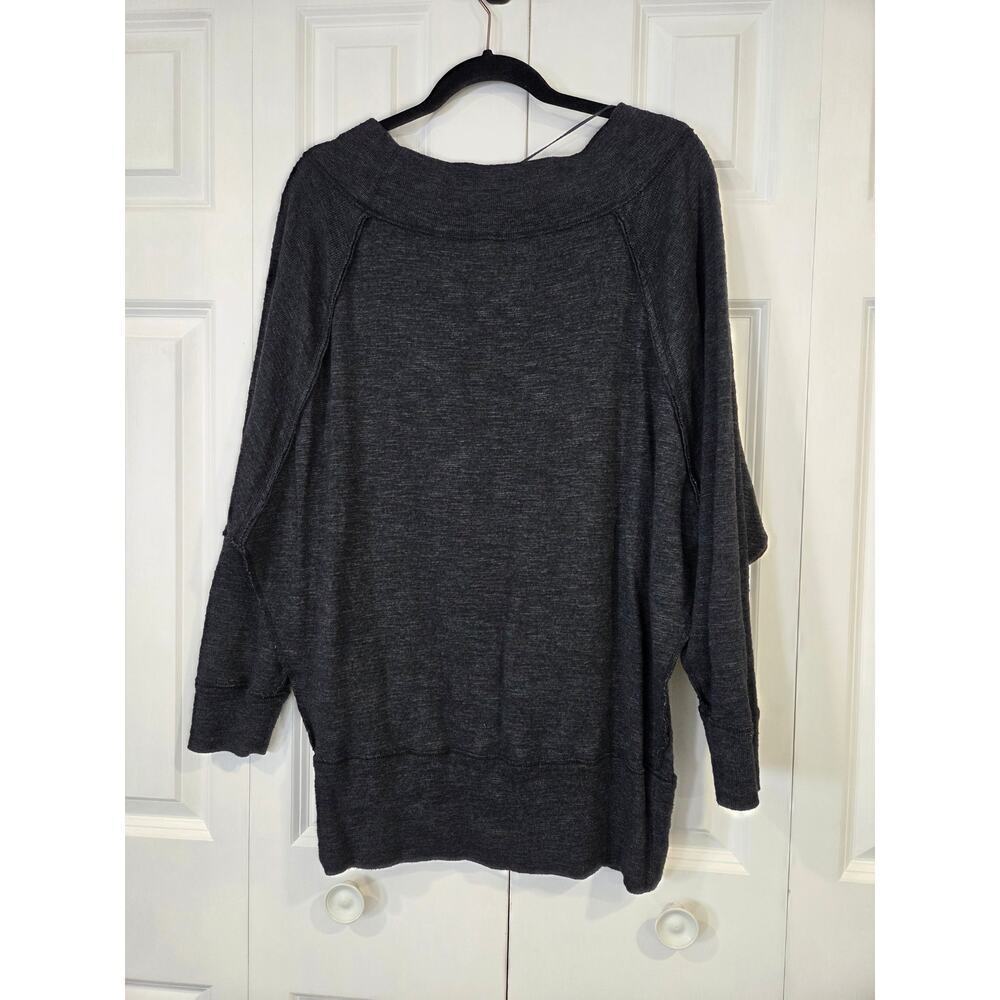 We The Free Shirt Womens L Gray Off Shoulder Raglan Sleeve Pullover Sweatshirt